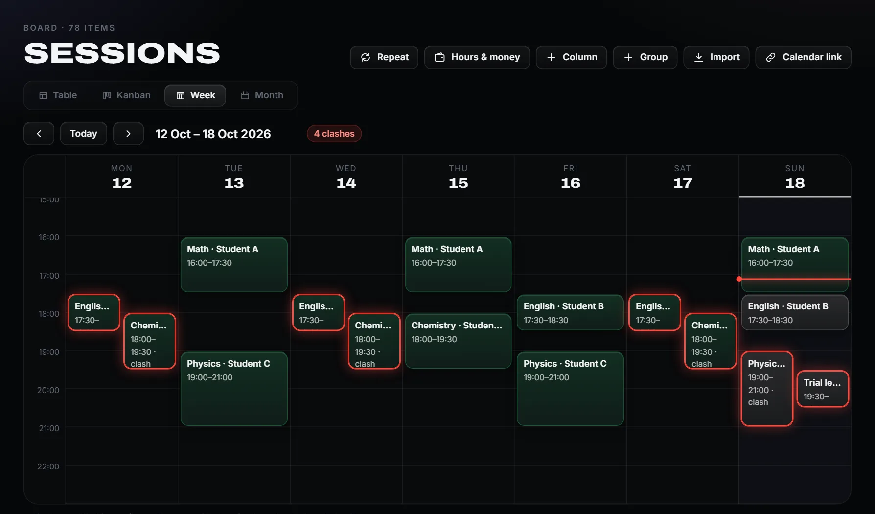 التعليم — week timetable with sample data